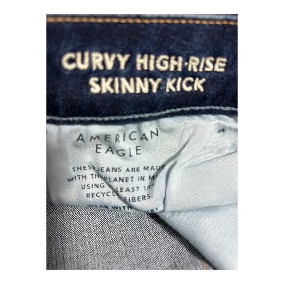 American Eagle Jeans Womens Size 4 Short Curvy High Rise Skinny Kick Dark Wash - Picture 6 of 13